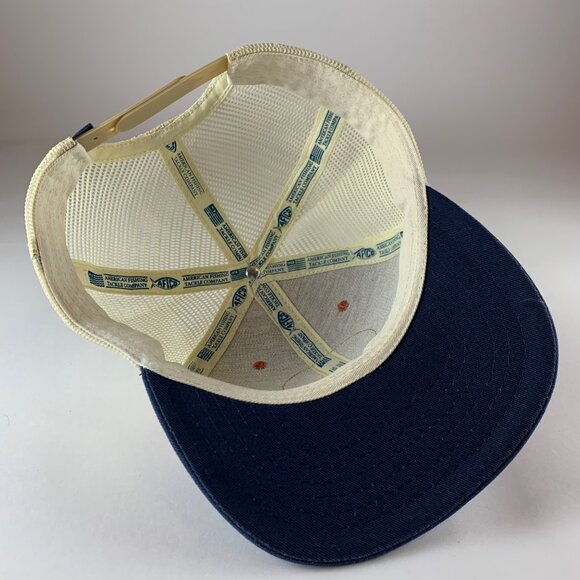 AFTCO Mens Pink Navy Blue Beige Snapback Trucker Hat - Picture 4 of 4